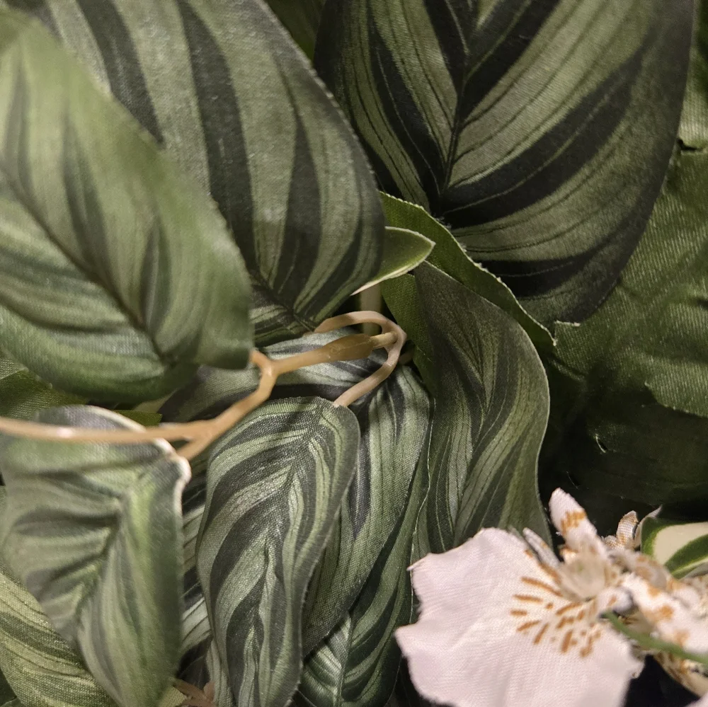 Lush White Orchid And Greenery Grapevine Wreath Faux Ferns